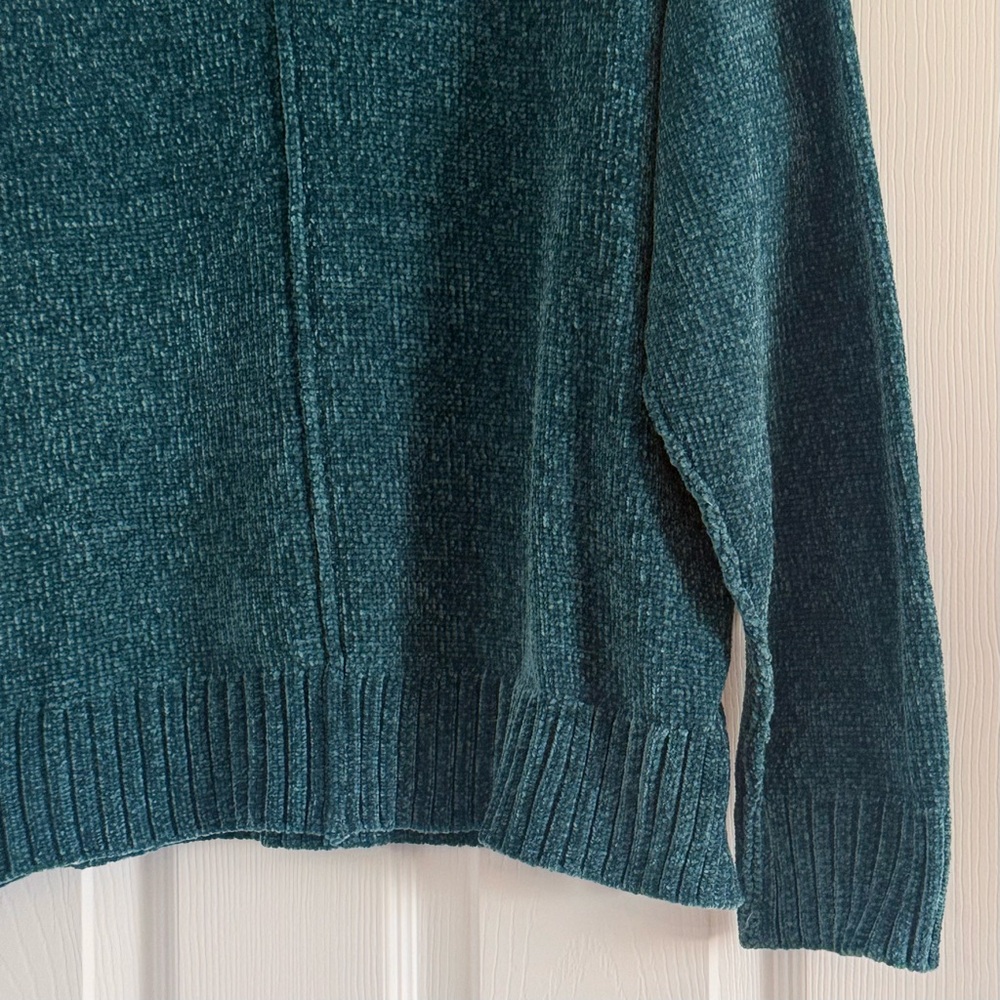 NWT Rachel Zoe Teal V-Neck Chenille Sweater XL - Picture 7 of 10